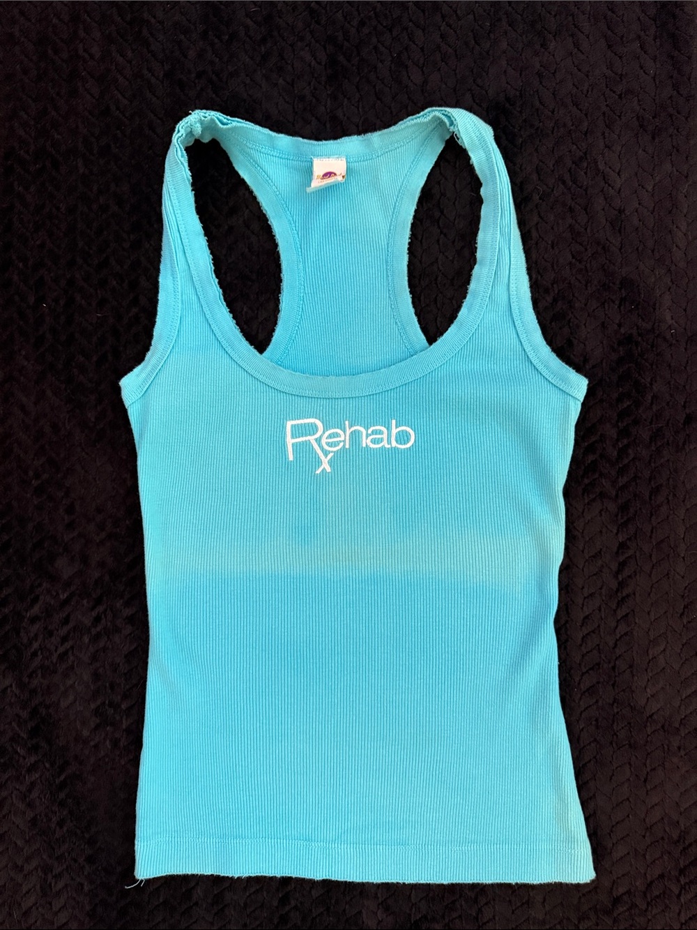 Hard Rock Cafe Turquoise Ribbed Racerback Tank Top